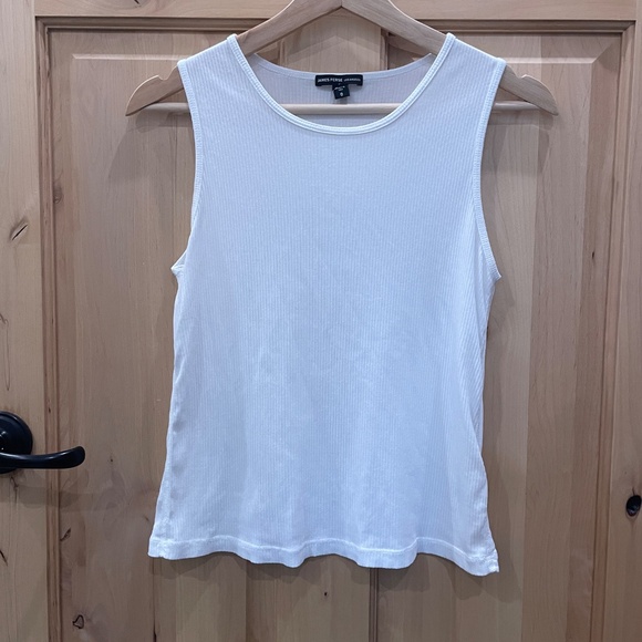 James Perse Ribbed Supima Cotton White Tank - Picture 2 of 7
